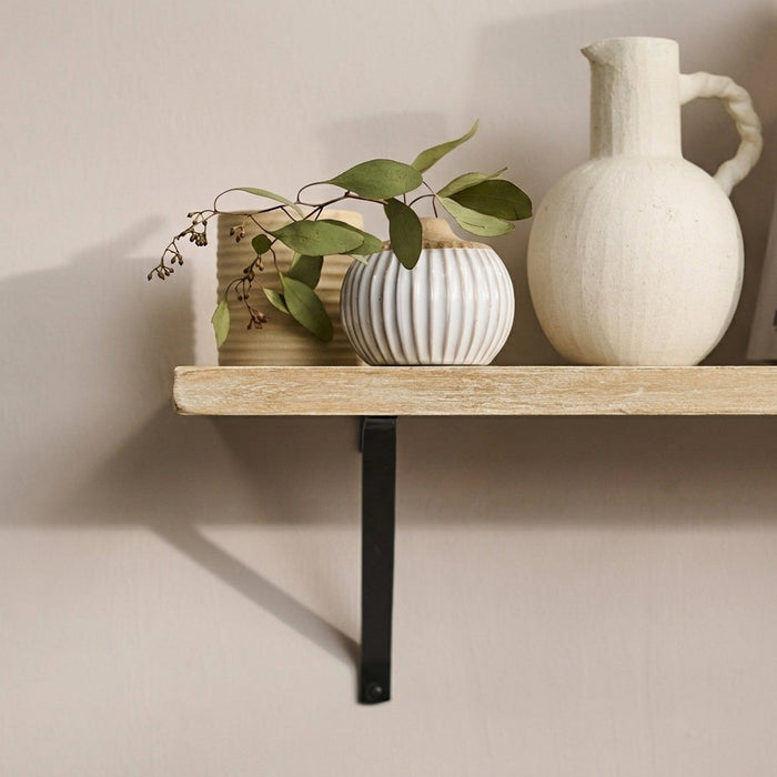 Atlas 150cm Mango Wood Wall Shelf - Whitewash - Laura James