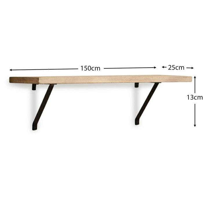 Atlas 150cm Mango Wood Wall Shelf - Whitewash - Laura James