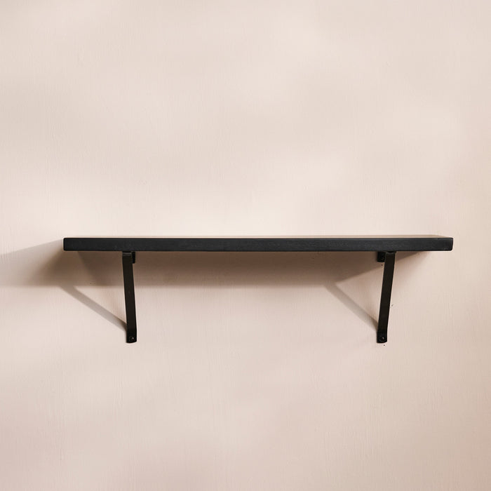 Atlas 75cm Mango Wood Wall Shelf - Jet Black - Laura James