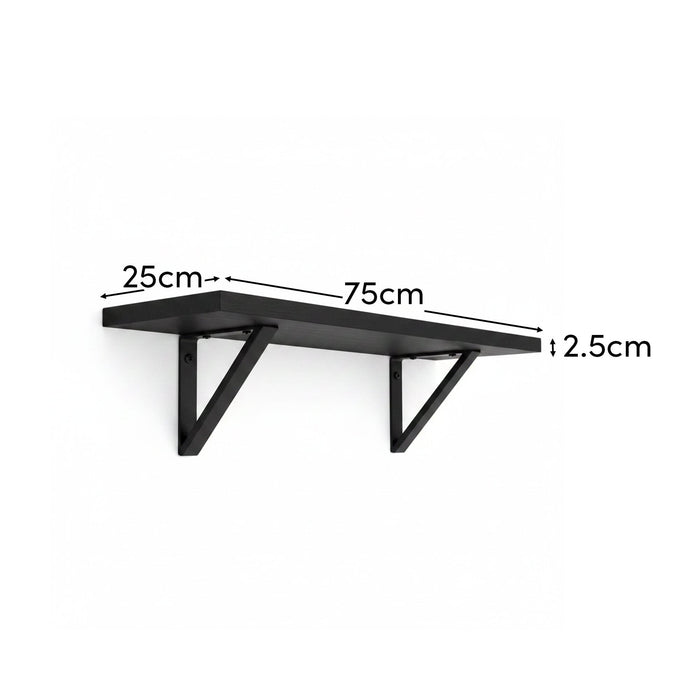 Atlas 75cm Mango Wood Wall Shelf - Jet Black - Laura James