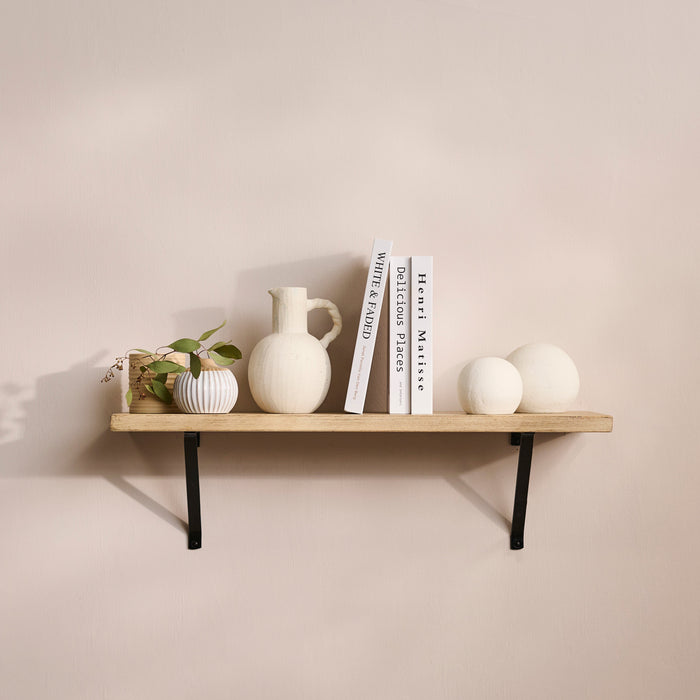 Atlas 75cm Mango Wood Wall Shelf - Whitewash - Laura James