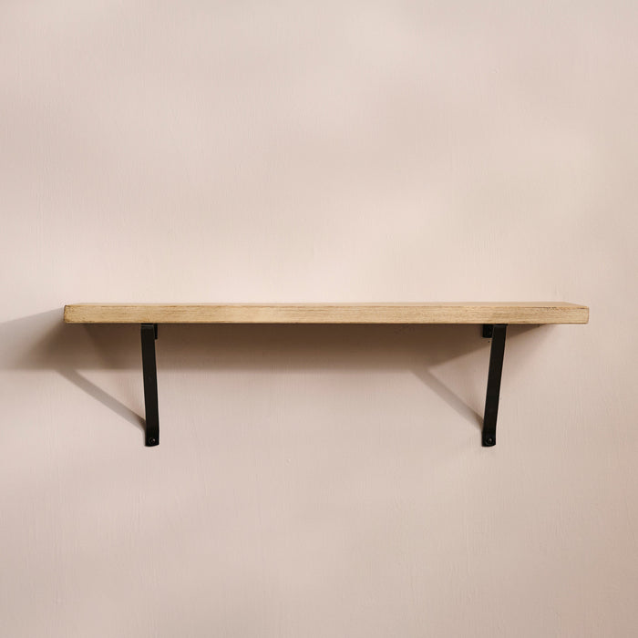 Atlas 75cm Mango Wood Wall Shelf - Whitewash - Laura James