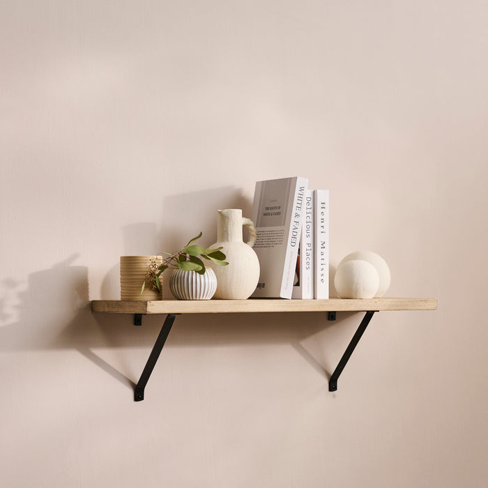Atlas 75cm Mango Wood Wall Shelf - Whitewash - Laura James