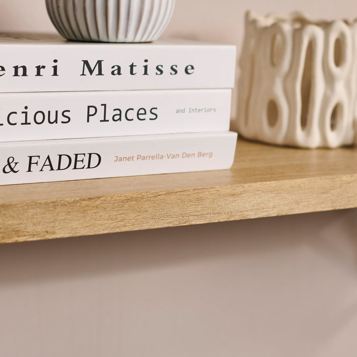 Atlas 75cm Mango Wood Wall Shelf - Whitewash - Laura James