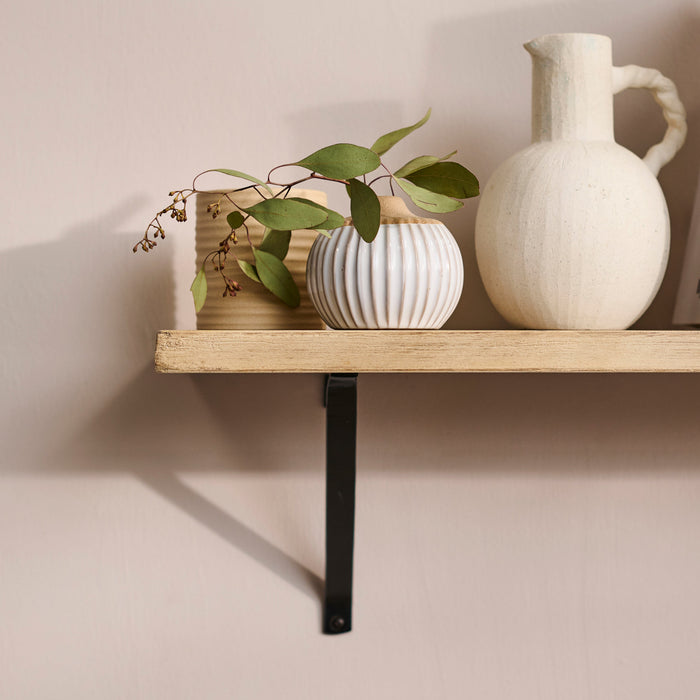 Atlas 75cm Mango Wood Wall Shelf - Whitewash - Laura James