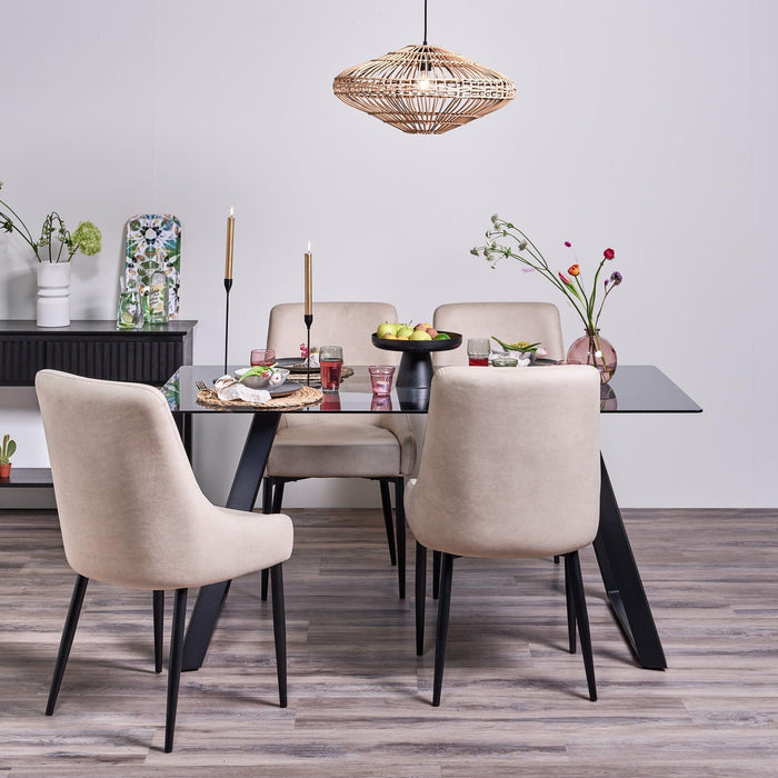 Atlas Smoked Glass dining table - with metal legs - Laura James