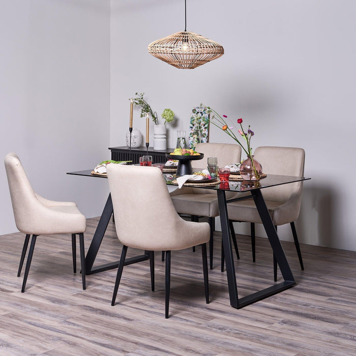 Atlas Smoked Glass dining table - with metal legs - Laura James