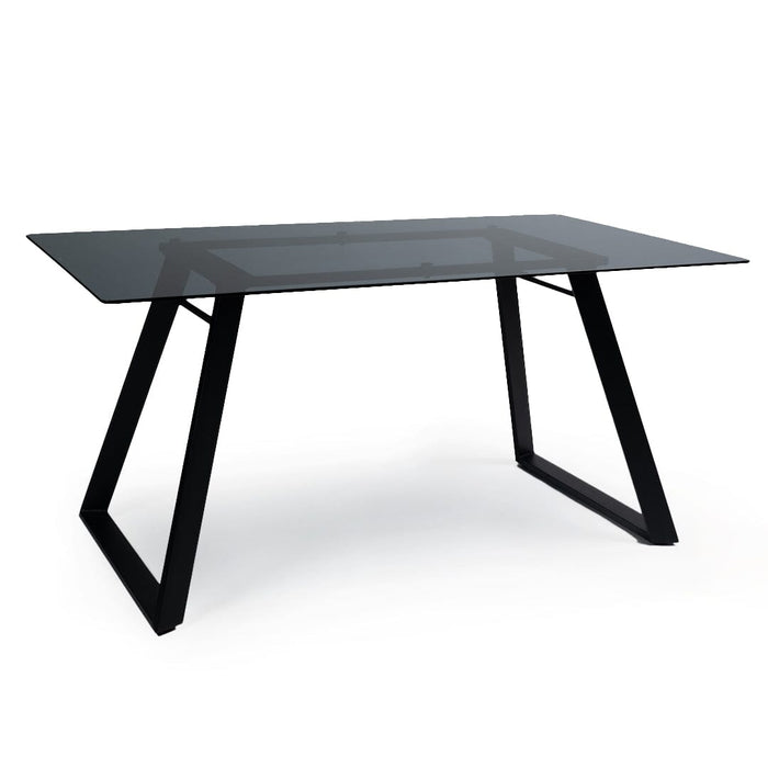 Atlas Smoked Glass Dining Table  - Metal Legs
