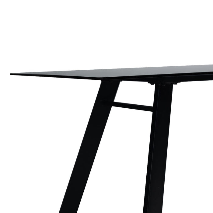 Atlas Smoked Glass Dining Table  - Metal Legs