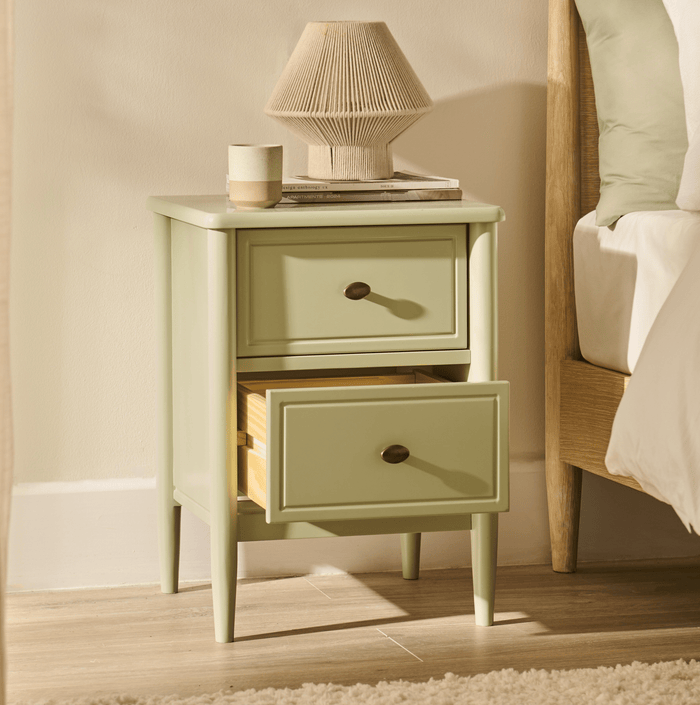 Aubrey 2 Drawer Bedside Table - Pistachio Green
