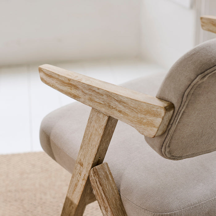 Aurelia Soft Beige Dining Armchairs - Set of 2 - Whitewash Oak Legs - Laura James