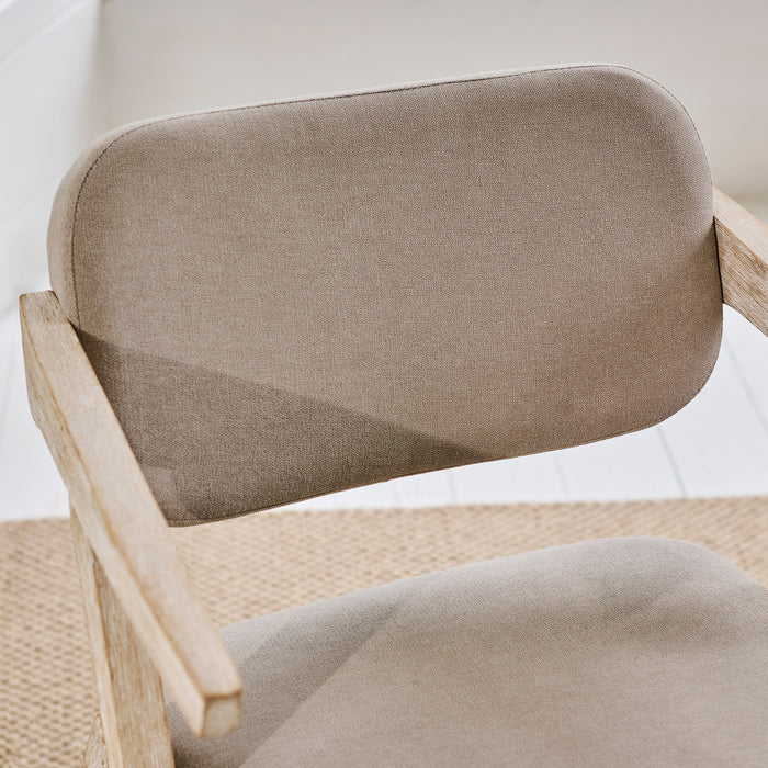 Aurelia Soft Beige Dining Armchairs - Set of 2 - Whitewash Oak Legs - Laura James