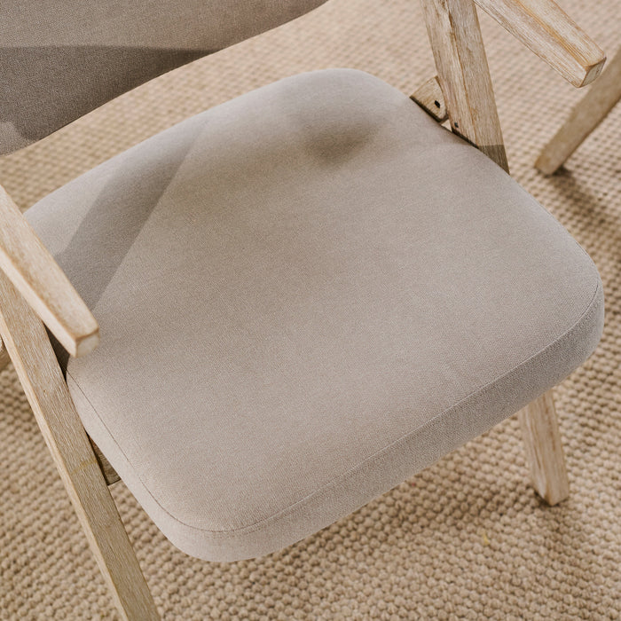 Aurelia Soft Beige Dining Armchairs - Set of 2 - Whitewash Oak Legs - Laura James