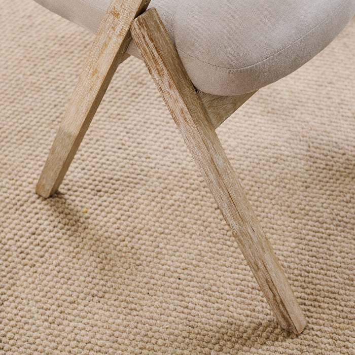Aurelia Soft Beige Dining Armchairs - Set of 2 - Whitewash Oak Legs - Laura James