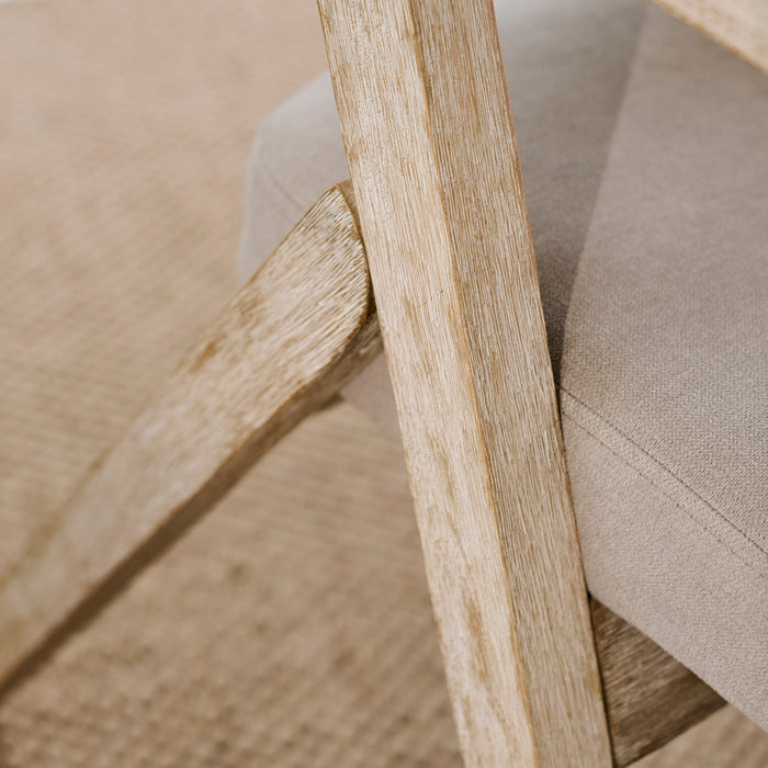 Aurelia Soft Beige Dining Armchairs - Set of 2 - Whitewash Oak Legs - Laura James