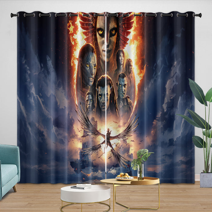 Avatar Fire and Ash Curtains Blackout Window Drapes Room Decoration