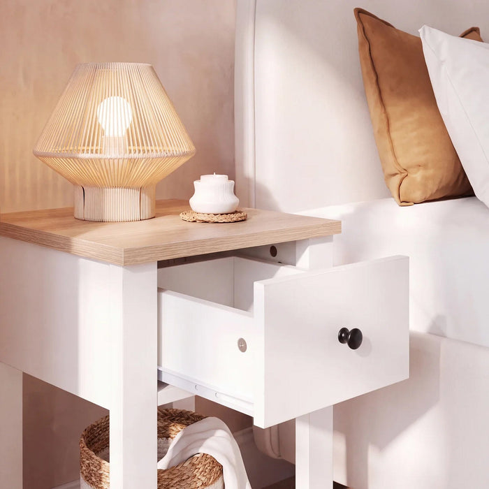 Bampton 1 Drawer Bedside Table - Alabaster White - Laura James