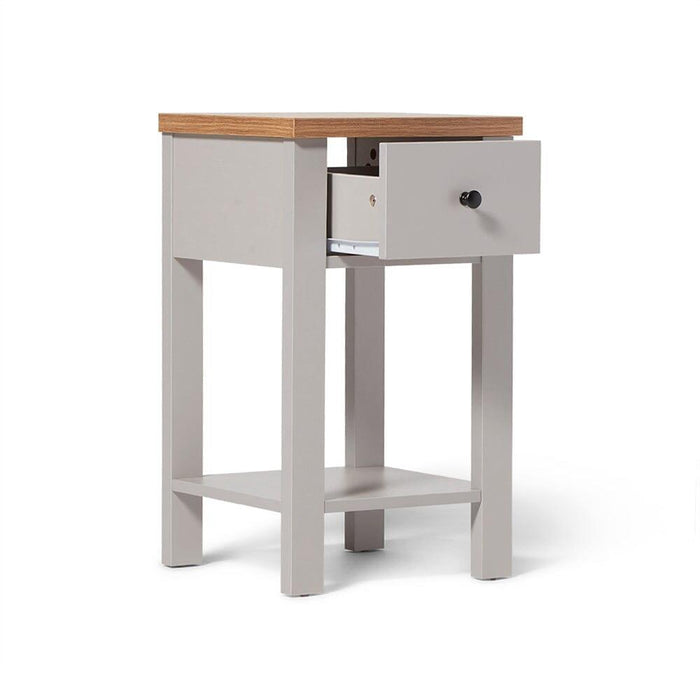 Bampton Stone Grey Bedside Table - 1 Drawer - Laura James