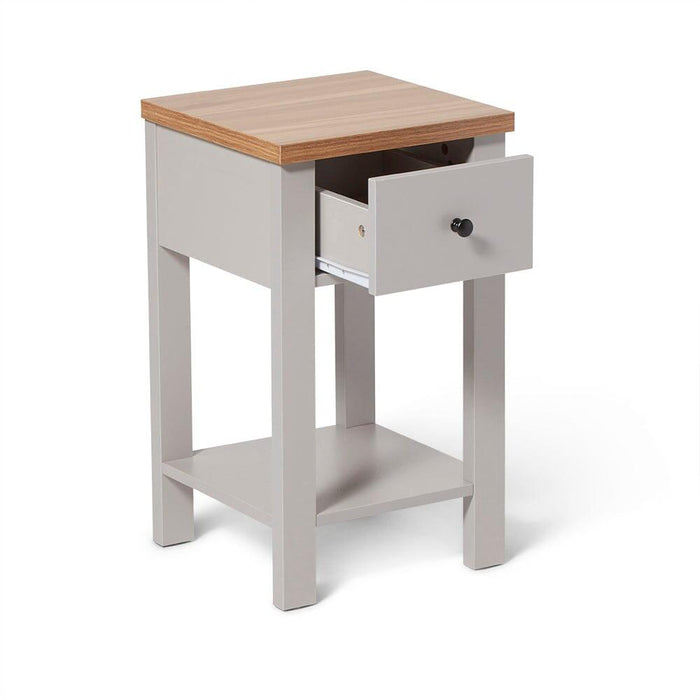 Bampton Stone Grey Bedside Table - 1 Drawer - Laura James