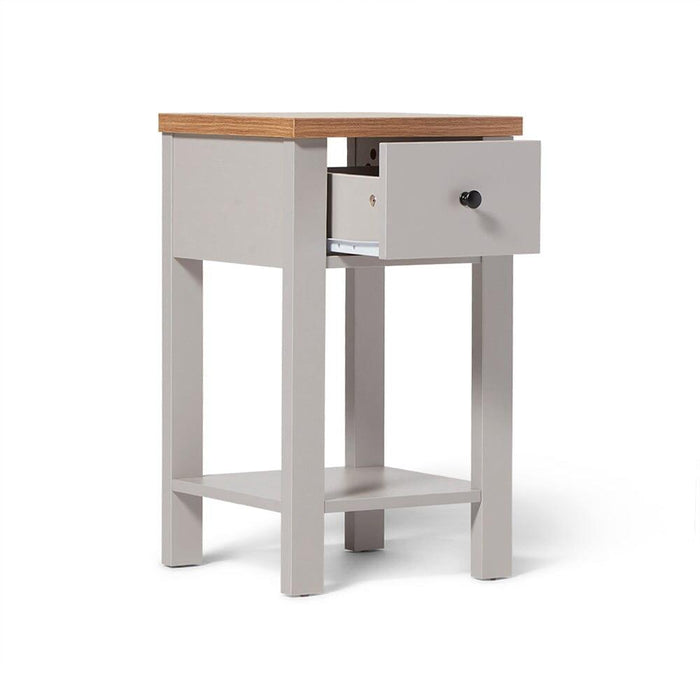 Bampton Stone Grey Bedside Table - 1 Drawer - Laura James