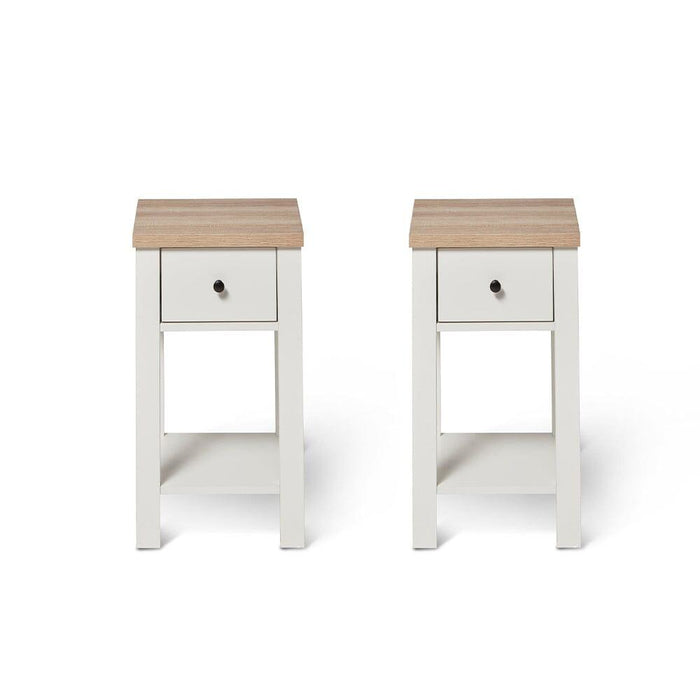 Bampton White 1 Drawer Bedside Table Set of 2 - Laura James