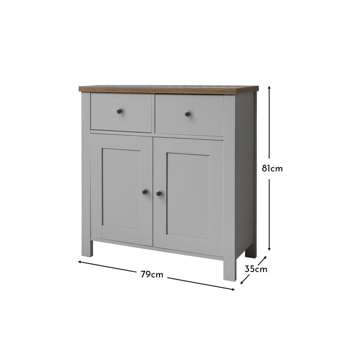 Bampton 2 Door Sideboard - Stone Grey - Laura James  - dims