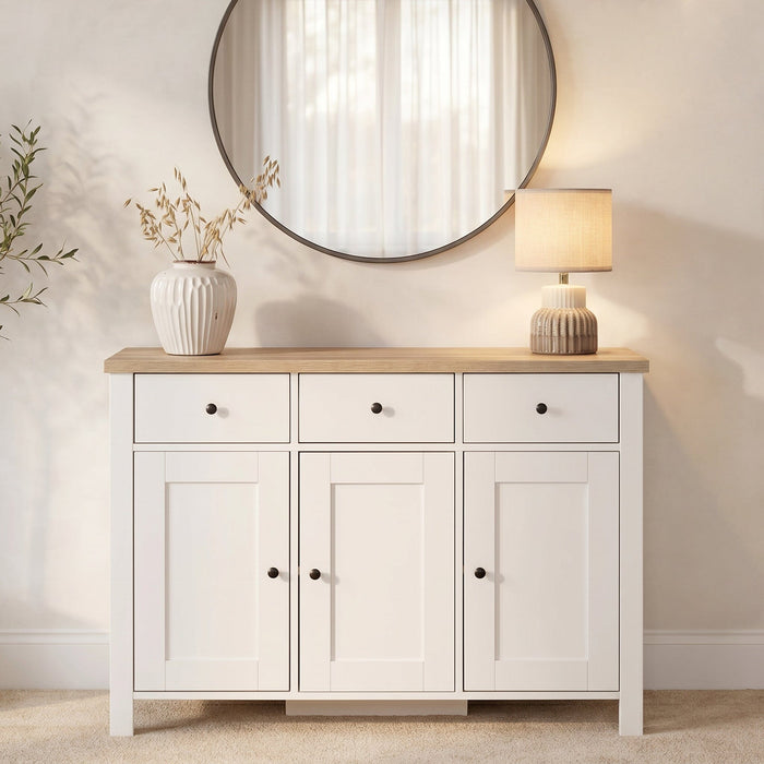 Bampton 3 Door Sideboard - Alabaster White - Laura James