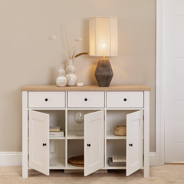 Bampton 3 Door Sideboard - Alabaster White - Laura James