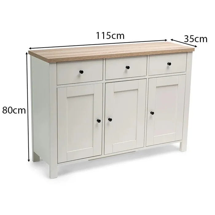 Bampton 3 Door Sideboard - Alabaster White - New