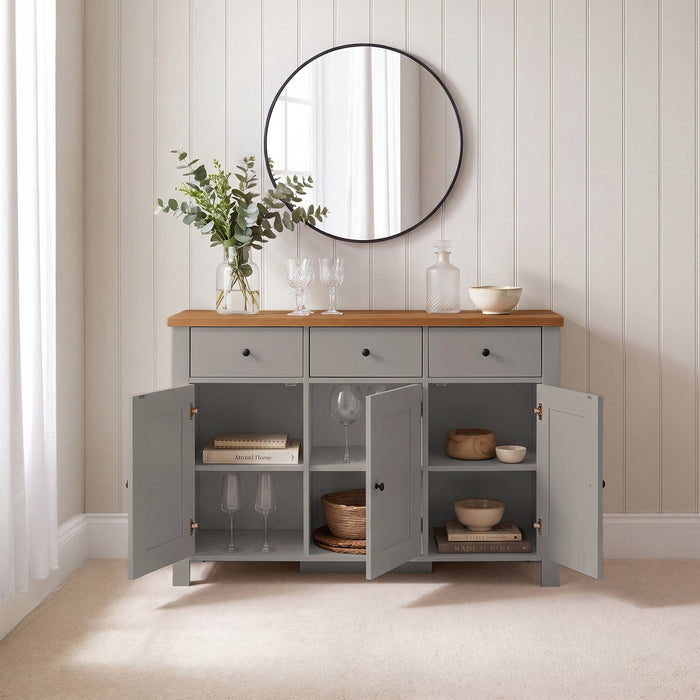 Bampton 3 Door Sideboard - Stone Grey - Laura James