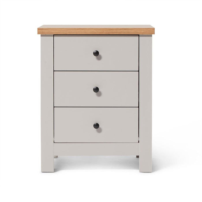 Bampton Stone Grey Bedside Table - 3 Drawer - Laura James