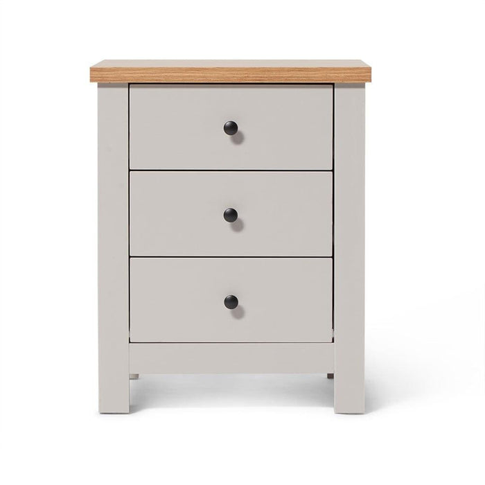 Bampton Stone Grey Bedside Table - 3 Drawer - Laura James
