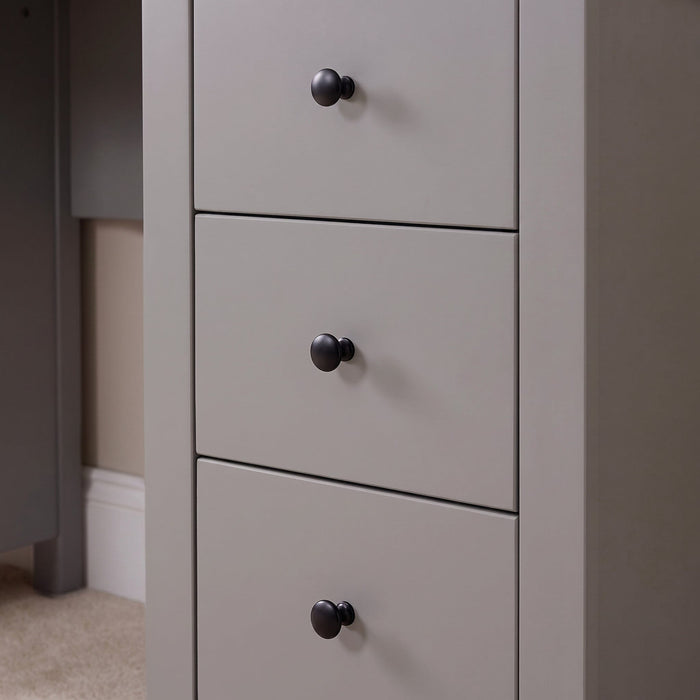 Bampton 3 Drawer Desk - Stone Grey - Laura James