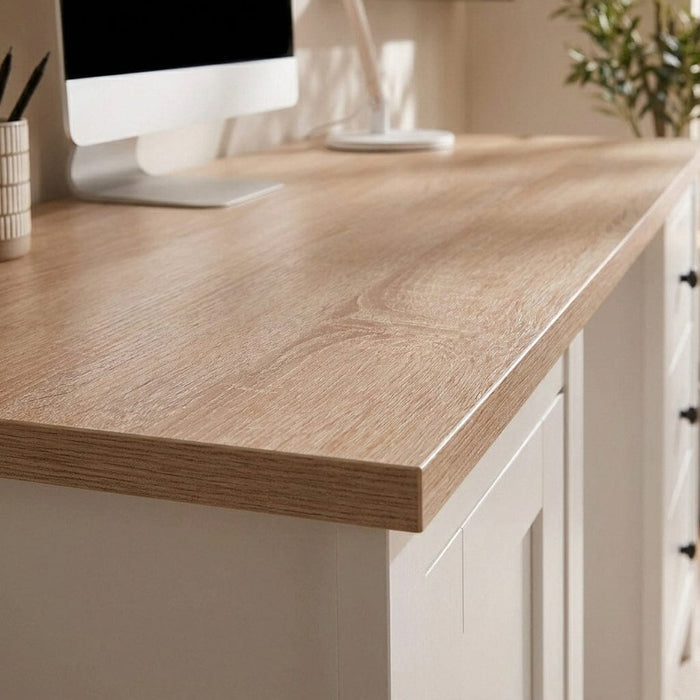 Bampton 3 Drawer Desk - Alabaster White - Laura James