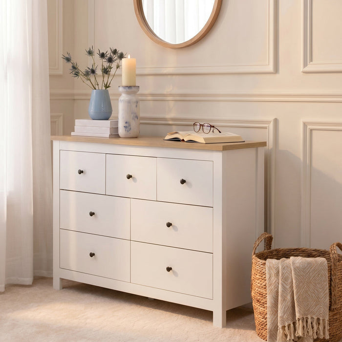 Bampton 7 Drawer Chest of Drawers  - Alabaster White - Laura James