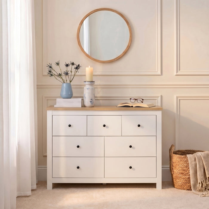 Bampton 7 Drawer Chest of Drawers  - Alabaster White - Laura James