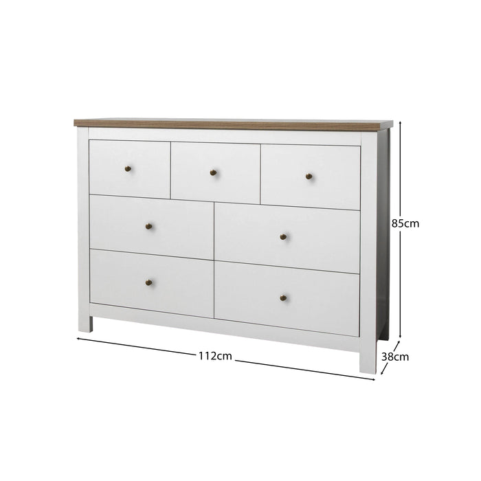 Bampton 7 Drawer Chest of Drawers  - Alabaster White - Laura James