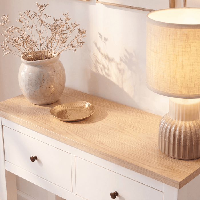 Bampton Alabaster White 2 Drawer Console Table - Laura James