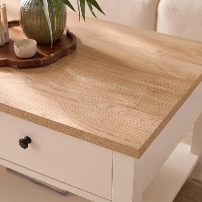 Bampton Alabaster White Coffee Table with Storage - Laura James