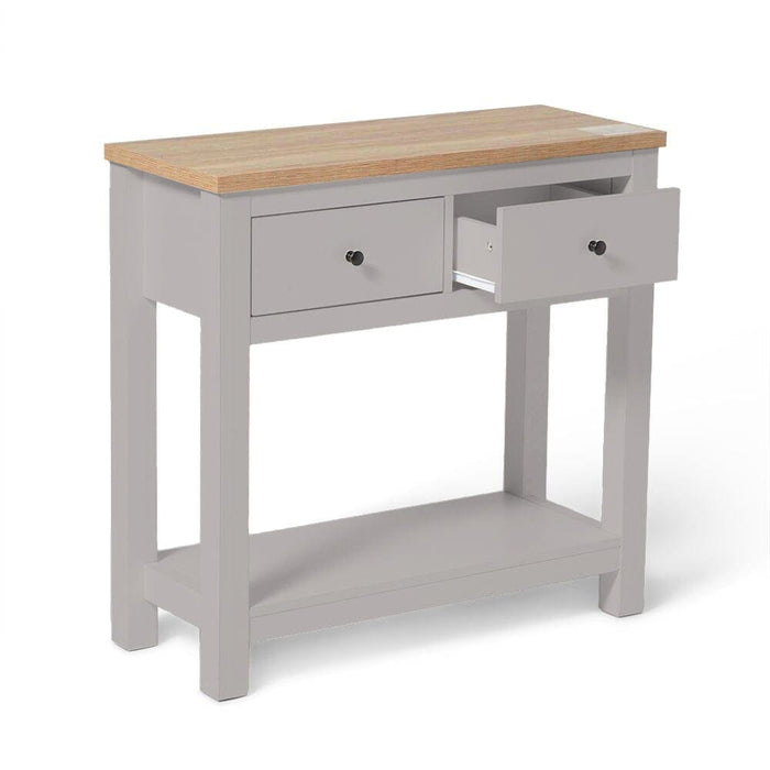 Bampton Stone Grey 2 Drawer Console Table - Laura James