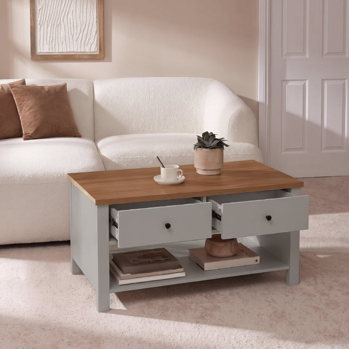 Bampton Stone Grey Coffee Table with Storage - Laura James