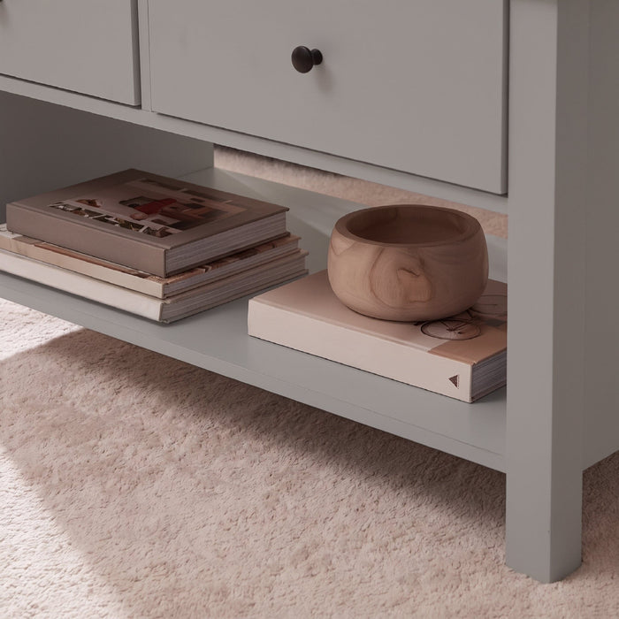 Bampton Stone Grey Coffee Table with Storage - Laura James