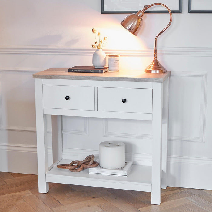 Bampton White 2 Drawer Console Table