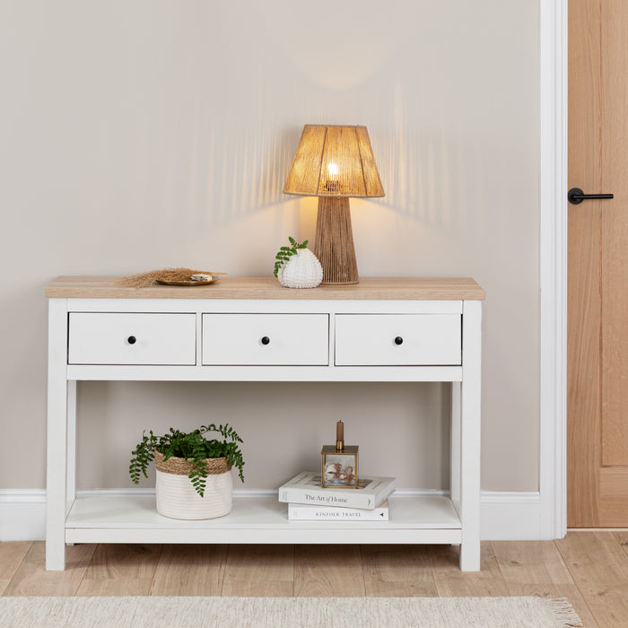Bampton White 3 Drawer Console Table