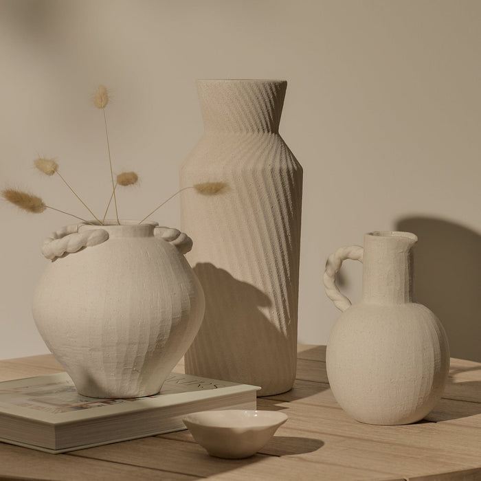 Bayswater 18cm Ceramic Vase - Handles - Beige - Laura James