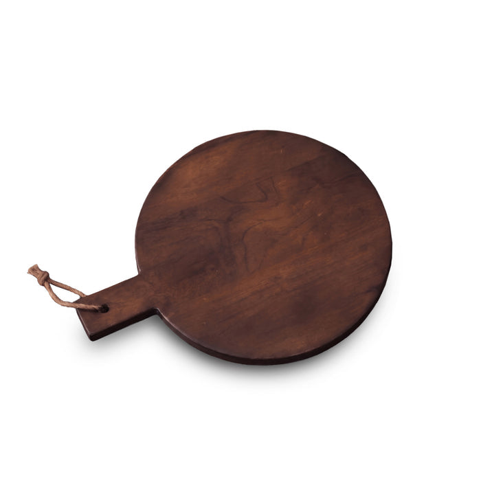 Beenham 30cm Round Wooden Serving Board - Coffee Brown Mango Wood - Laura James
