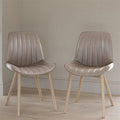 Bella Almond Brown Faux Leather Dining Chairs - Set of 2 - Whitewash Oak Legs
