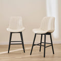Bella Light Beige Boucle Bar Stool - Black Oak Legs - Laura James