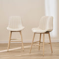 Bella Light Beige Boucle Bar Stool - Whitewash Legs - Laura James