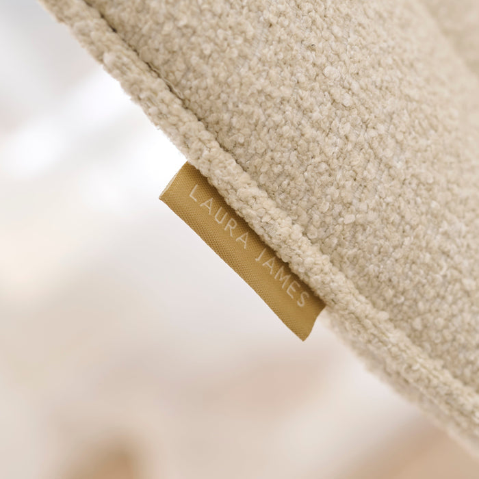 Bella Light Beige Boucle Bar Stool - Whitewash Legs - Laura James